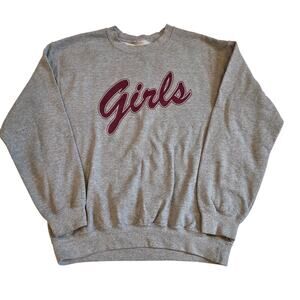 Girls Graphic Crewneck Sweatshirt Medium Heather Gray Fleece Pullover